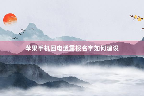 苹果手机回电透露报名字如何建设